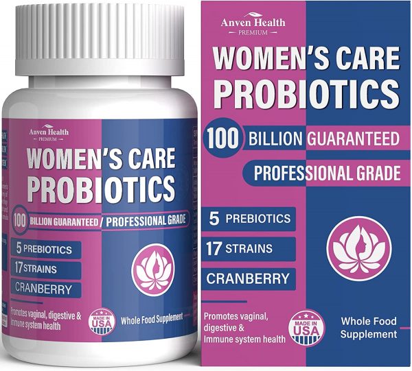 Probiotics for Women - Women's Probiotics Supplements with Organic Prebiotics & Cranberry to Help Maintain Yeast Balance, Digestive Immune Vaginal | Raw Probiotics 100 Billion CFU 17 Strains; 60 Caps