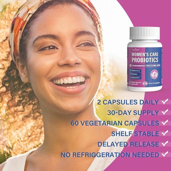 Probiotics for Women - Women's Probiotics Supplements with Organic Prebiotics & Cranberry to Help Maintain Yeast Balance, Digestive Immune Vaginal | Raw Probiotics 100 Billion CFU 17 Strains; 60 Caps - Image 6